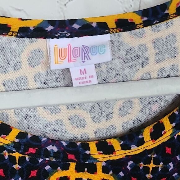 LuLaRoe Carly Jacquard Dress M 10/12 Black Tribal Tile Midi Pocket High Low NWT - Picture 6 of 10